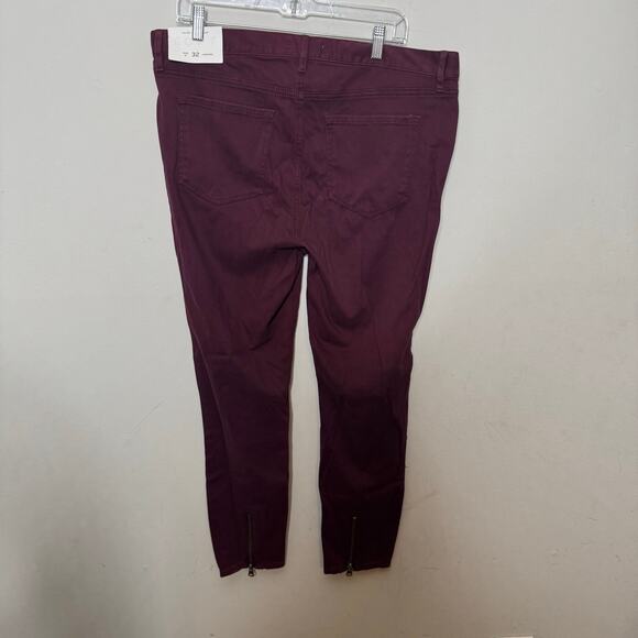 LOFT Burgundy Skinny Legging Jeans Women’s Size 14 / 32 Stretch Pants - Picture 8 of 14